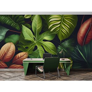 Botanik Yaprak Desenli Duvar Kağıdı - Dkm489001