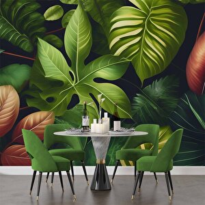 Botanik Yaprak Desenli Duvar Kağıdı - Dkm489001