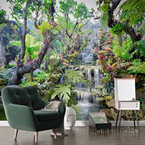 Orman Ve Şelale Manzaralı Duvar Kağıdı - Dkm999073