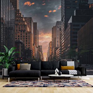 Sokak Ve Yaya Geçiti Temalı Duvar Kağıdı Baskı - Dkm533051 325x260 cm