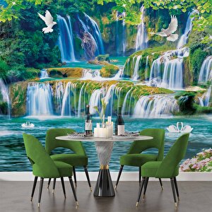 Şelale,göl, Kuş Ve Orman Manzaralı Duvar Kağıdı Baskı - Dkm086078
