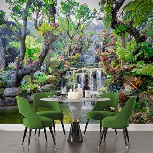 Orman Ve Şelale Manzaralı Duvar Kağıdı - Dkm999075