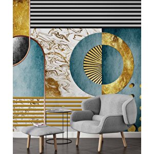 3 Boyutlu Geometrik Duvar Desenli Duvar Kağıdı - Dkm805118