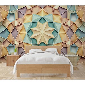 Renkli Geometrik Desenli Renkli Duvar Kağıdı Baskı - Dkm102021 800x200 cm