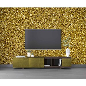 3 Boyutlu Altın Sim Temalı Duvar Kağıdı - Dkm656035 450x240 cm