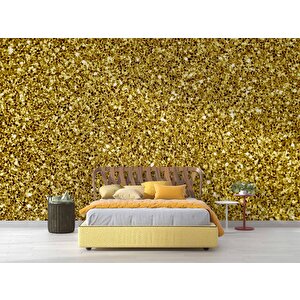 3 Boyutlu Altın Sim Temalı Duvar Kağıdı - Dkm656059 525x260 cm