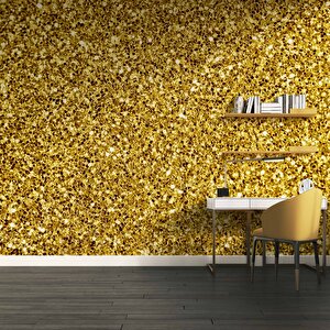 3 Boyutlu Altın Sim Temalı Duvar Kağıdı - Dkm656067