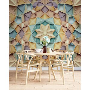 Renkli Geometrik Desenli Renkli Duvar Kağıdı Baskı - Dkm102089