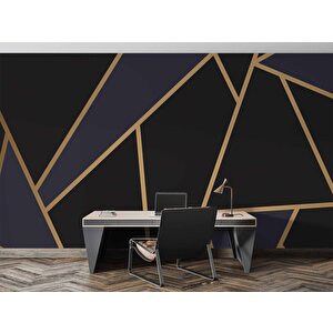 Gold,siyah Ve Lacivert Üçgen Desenli Duvar Kağıdı Baskı - Dkm115103