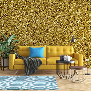 3 Boyutlu Altın Sim Temalı Duvar Kağıdı - Dkm656016 500x200 cm