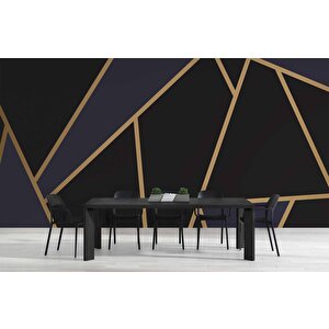 Gold,siyah Ve Lacivert Üçgen Desenli Duvar Kağıdı Baskı - Dkm115091