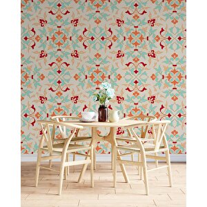 Turuncu Osmanlı Motifli Duvar Kağıdı - Dkb944117