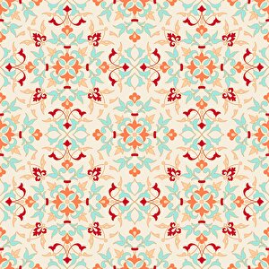 Turuncu Osmanlı Motifli Duvar Kağıdı - Dkb944117