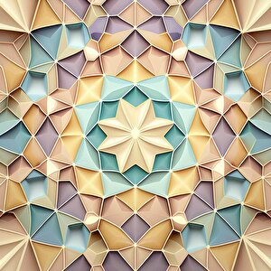 Renkli Geometrik Desenli Renkli Duvar Kağıdı Baskı - Dkm102077