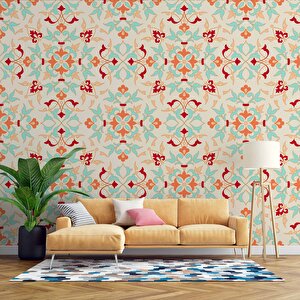 Turuncu Osmanlı Motifli Duvar Kağıdı - Dkb944016 500x200 cm