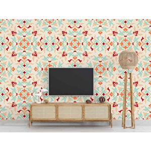 Turuncu Osmanlı Motifli Duvar Kağıdı - Dkb944103 600x300 cm