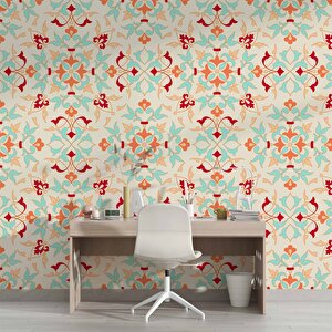 Turuncu Osmanlı Motifli Duvar Kağıdı - Dkb944078