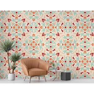 Turuncu Osmanlı Motifli Duvar Kağıdı - Dkb944078