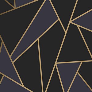 Gold,siyah Ve Lacivert Üçgen Desenli Duvar Kağıdı Baskı - Dkm115119