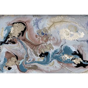 Pembe Mavi Altın Mermer Desenli Duvar Kağıdı - Dkm747126