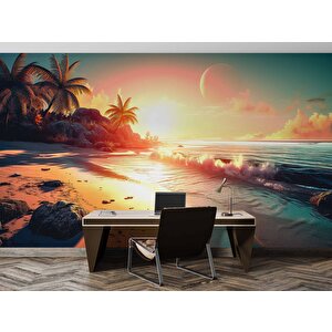 Günbatımı Sahil Ve Deniz Manzaralı Duvar Kağıdı - Dkb963088