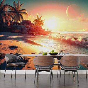 Günbatımı Sahil Ve Deniz Manzaralı Duvar Kağıdı - Dkb963088