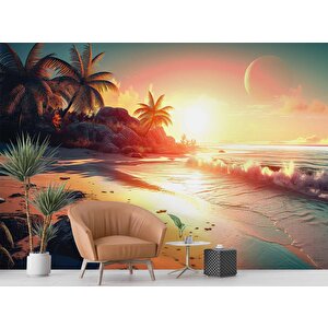 Günbatımı Sahil Ve Deniz Manzaralı Duvar Kağıdı - Dkb963088