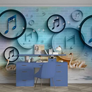 Müzik Nota Temalı Duvar Kağıdı Baskı - Dkm-028_61976