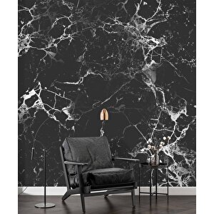 3 Boyutlu Siyah Mermer Desenli Duvar Kağıdı - Dkm677063