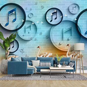 Müzik Nota Temalı Duvar Kağıdı Baskı - Dkm-028_43738
