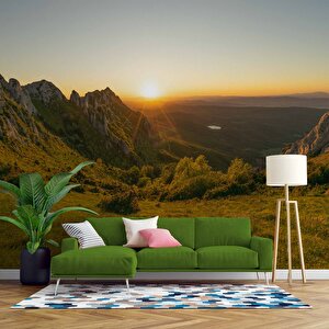 Gündoğumu Dağ Manzaralı Duvar Kağıdı Baskı - Dkm250040 600x240 cm