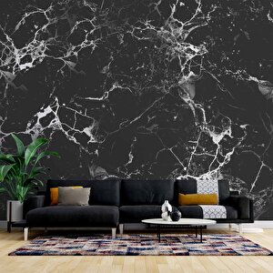 3 Boyutlu Siyah Mermer Desenli Duvar Kağıdı - Dkm677059 525x260 cm