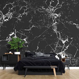 3 Boyutlu Siyah Mermer Desenli Duvar Kağıdı - Dkm677065 100x280 cm