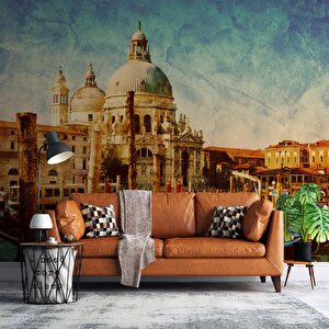 Eskitme Venedik Kilisesi Manzaralı Duvar Kağıdı - Dkb964092 300x300 cm