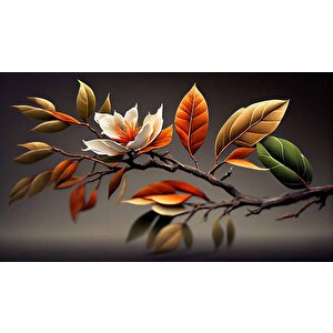 3 Boyutlu Sonbahar Çiçek Ve Dal Desenli Duvar Kağıdı - Dkm992036