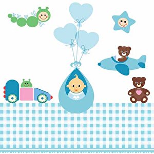 Uçan Bebek Çocuk Odası Duvar Kağıdı Baskı - Dkm409004