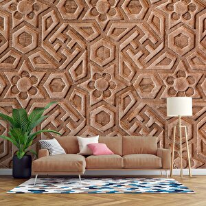 3 Boyutlu Kadife Desenli Duvar Kağıdı - Dkm759014 450x200 cm