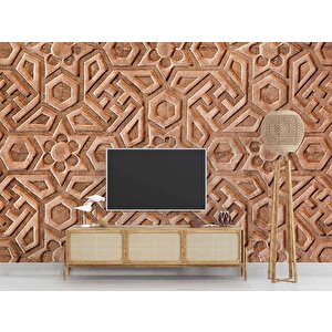 3 Boyutlu Kadife Desenli Duvar Kağıdı - Dkm759014 450x200 cm
