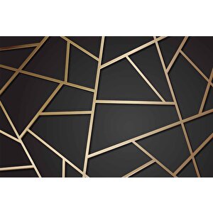 Siyah Zemin Ve Altın Geometri Hat Temalı Duvar Kağıdı - Dkm698065