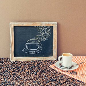 Kahve Bardağı Ve Çekirdeği Temalı Cafe Duvar Kağıdı Baskı - Dkm149059