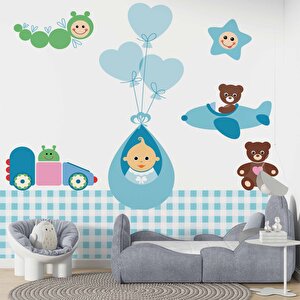 Uçan Bebek Çocuk Odası Duvar Kağıdı Baskı - Dkm409062 700x260 cm