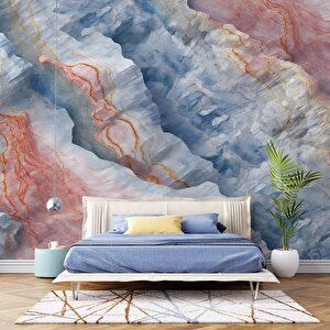 Naturel Kırmızı Taş Duvar Temalı Duvar Kağıdı - Dkm640013 425x200 cm