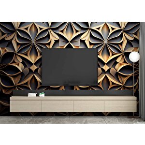 3 Boyutlu Geometrik Çizim Desenli Duvar Kağıdı - Dkm878035 450x240 cm