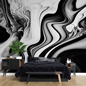3 Buyutlu Siyah Beyaz Boyama Desenli Duvar Kağıdı - Dkm872013 425x200 cm