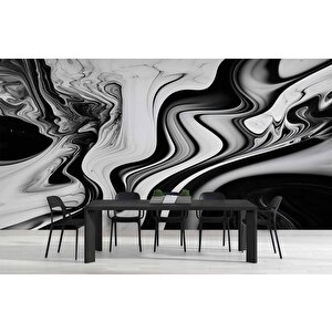 3 Buyutlu Siyah Beyaz Boyama Desenli Duvar Kağıdı - Dkm872013