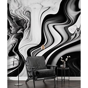 3 Buyutlu Siyah Beyaz Boyama Desenli Duvar Kağıdı - Dkm872013