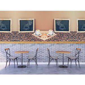 Kahve Bardağı Ve Çekirdeği Temalı Cafe Duvar Kağıdı Baskı - Dkm149067 200x280 cm