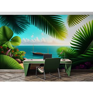 Botanik Bahçe Ve Deniz Manzaralı Duvar Kağıdı - Dkb938065