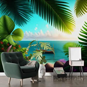 Botanik Bahçe Ve Deniz Manzaralı Duvar Kağıdı - Dkb938061