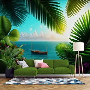 Botanik Bahçe Ve Deniz Manzaralı Duvar Kağıdı - Dkb938052 350x260 cm